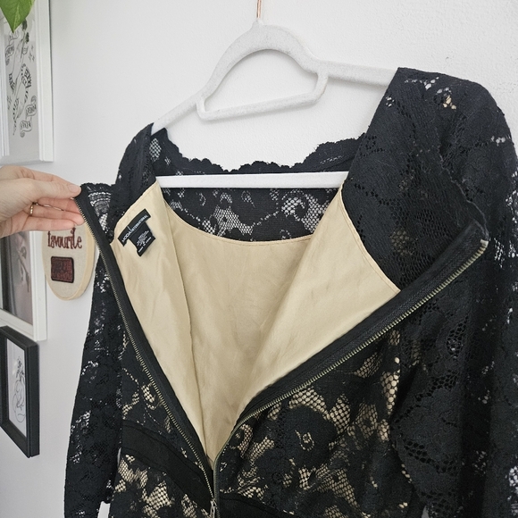 Vintage Black Lace Moda International Dress With 100% Silk Lining - Picture 9 of 10